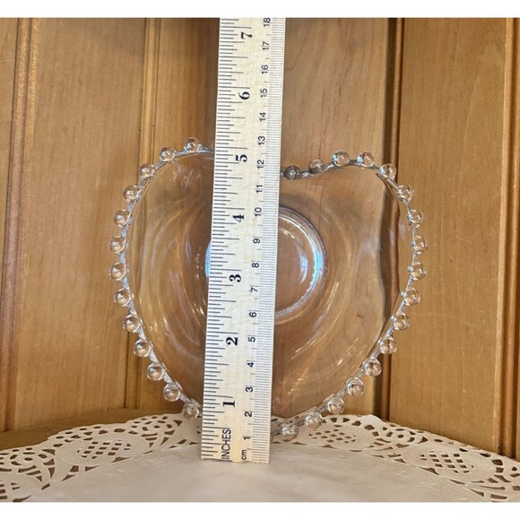 Vintage Imperial Heart Shaped Candlewick Glass Bowl Boopie Clear Glass Bowl - Picture 2 of 6